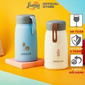 Bình Giữ Nhiệt 350Ml Simple Lõi Thủy Tinh Bọc Nhựa Lúa Mạch Cách Nhiệt - Bình Nước Bn15