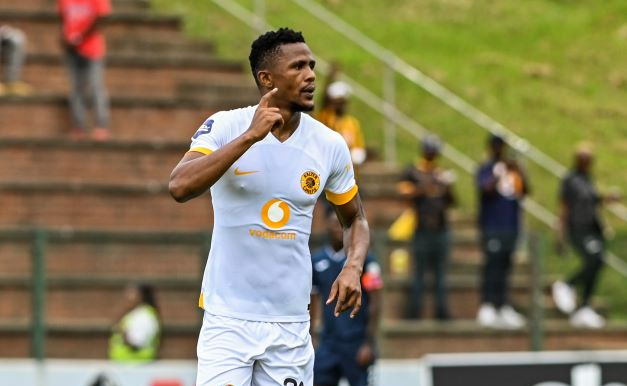 Kaizer Chiefs defender Siyabonga Ngezana celebrates scoring during the DStv Premiership match against Richards Bay at King Zwelithini Stadium on March 04, 2023.