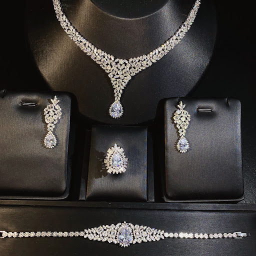 Title 3, Stunning Necklace Earring Bracelet Ring Set for...