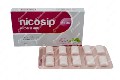 Nicosip Mint Sugar Free Chew Gum 4mg 10s