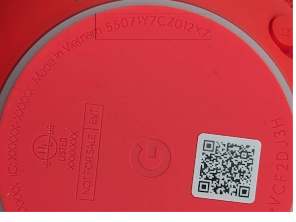 Google Home Speaker serial number