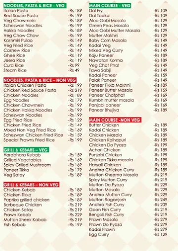 High N Hungry menu 