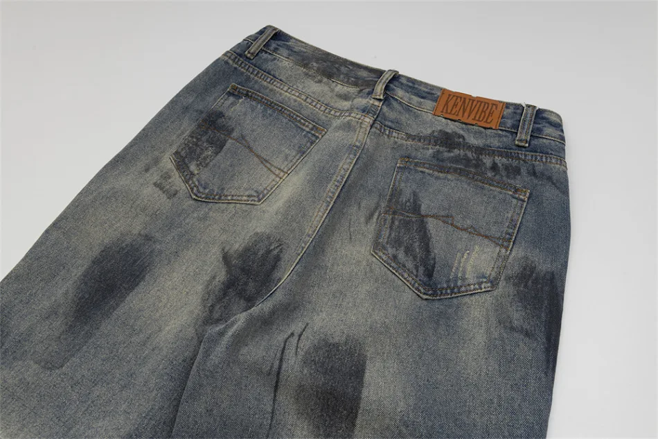 Punk Loose Jeans voor heren en dames met spetterende inkt, casual en comfortabel, uniek design, perfect voor een trendy streetwear look en dagelijks gebruik