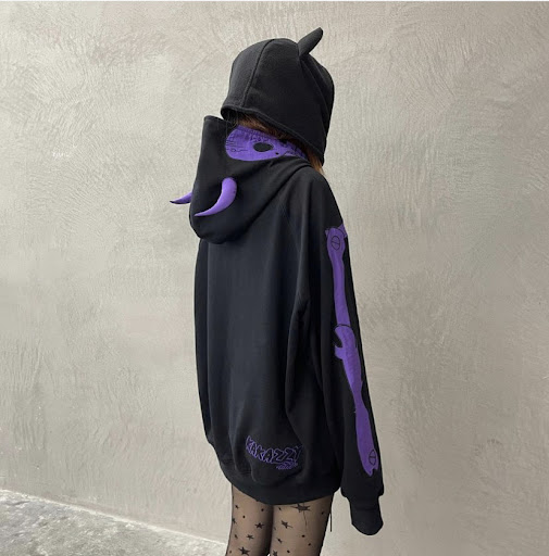 Title 15, Womens Y2k Sweater Hoodie with Skull Print, Cr...