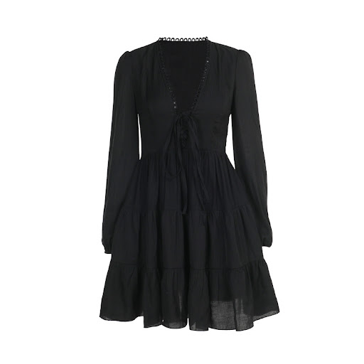 Title 4, Womens Autumn Sheath Slim-fit Lace Up V-neck D...