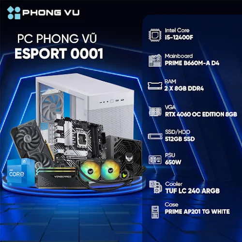 PC PV x GAM Esport 0001 Intel Core i5-12400F/16GB/512GB SSD/ GeForce RTX 4060