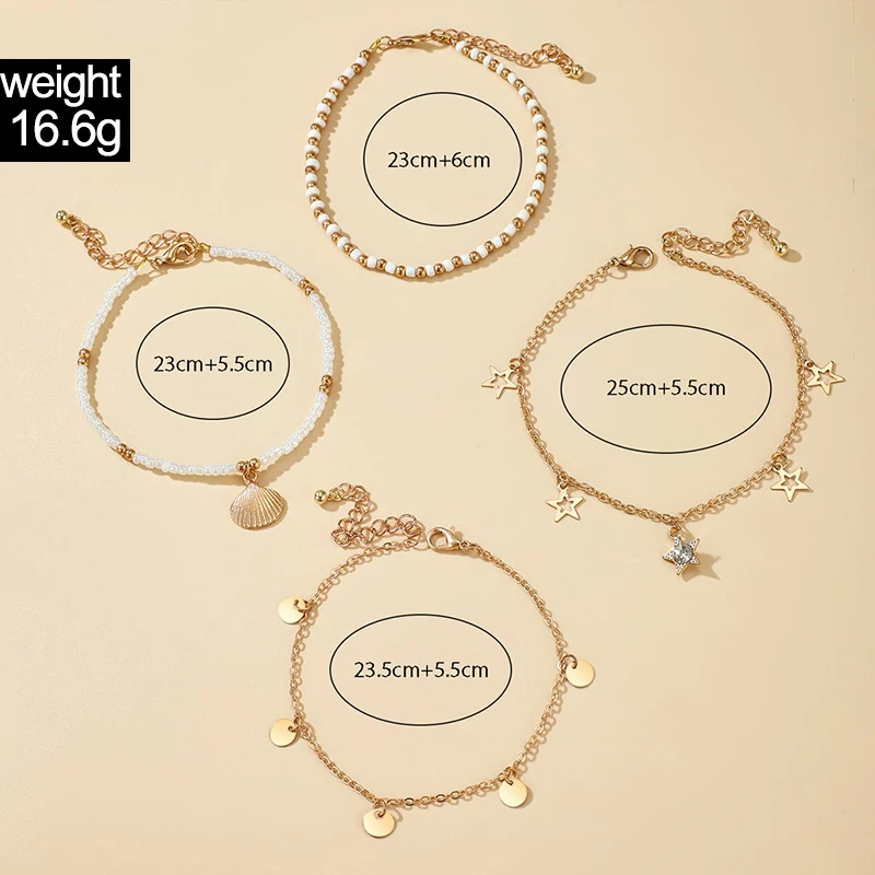 Title 2, Bracelet de Cheville Double Couche en Alliage C...