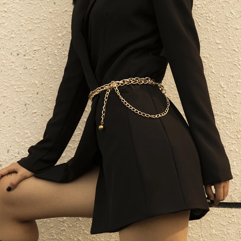Corrente de corpo para cintura de vestido feminino Acessório elegante que realça a silhueta, perfeito para vestidos e looks estilosos. Define a cintura.