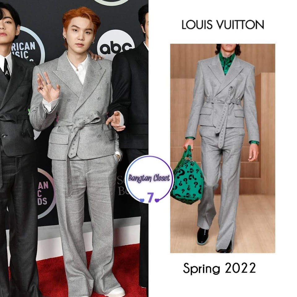 BTS in Custom Louis Vuitton Suits at 2022 Grammys: Details, Photos – WWD