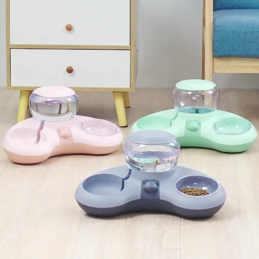 VKTECH Automatic Feeder for Cat Pet Cat Bowl Water Dispenser Cat Food Bowl With Drinking Raised Stand Double Dish Bowl F
