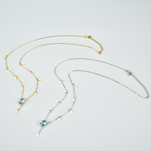 Title 6, Silver Blue Diamond Fashion Necklace for Women,...