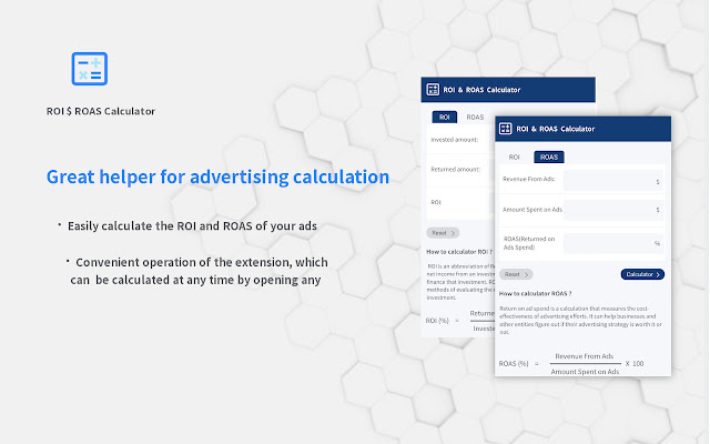 ROI & ROAS Calculator chrome extension