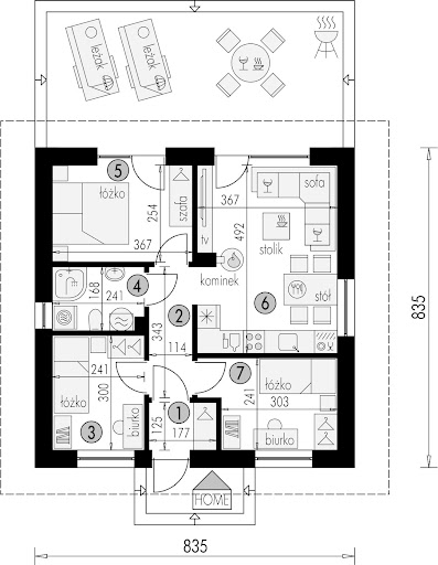 Dom Parterowy 25 - Rzut parteru