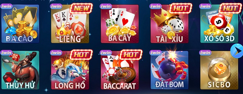 Vô vàn các đầu game bài đổi thưởng tại Iwin68