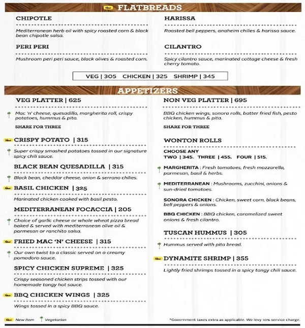 California Pizza Kitchen menu 