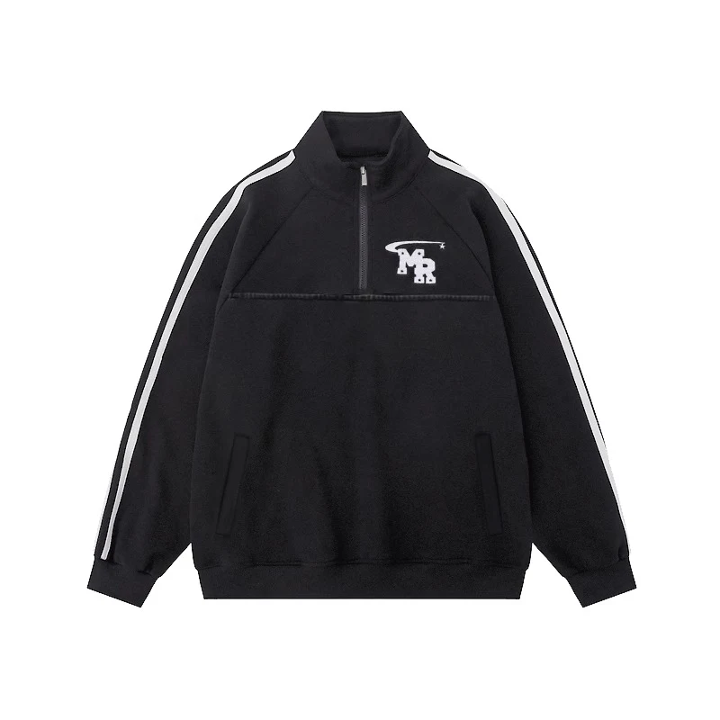 American Retro Casual Sports High Street Stand Collar Couple Sweater for a Stylish and Comfortable Everyday Look Perfect