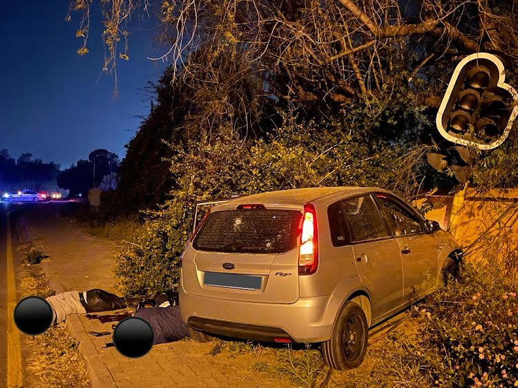 Two of the three robbery suspects who were killed in Sandton on Wednesday evening.