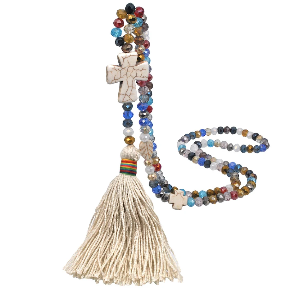 Cross tassel sweater chain sieraden, elegant en stijlvol. Verfraai je outfit met deze ketting, perfect voor een casual of chique look.