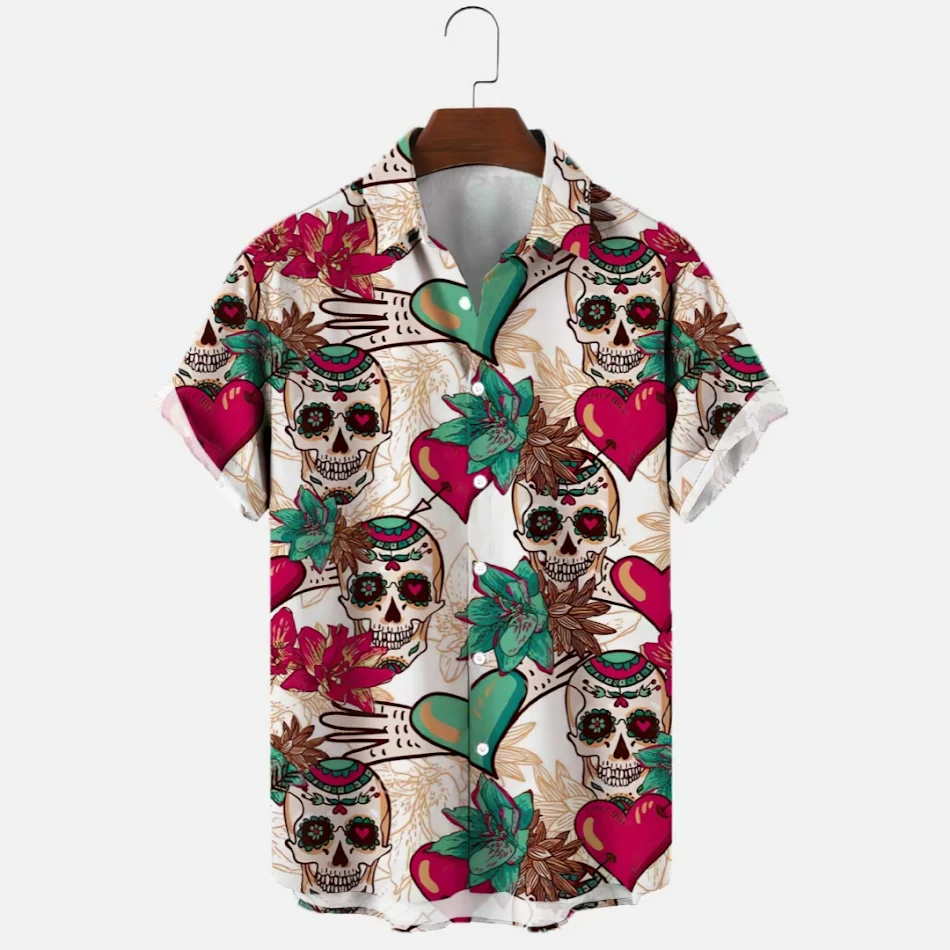 Camisa masculina casual de verão com estampa 3D, perfeita para um visual descontraído e moderno. Conforto e estilo garantidos.