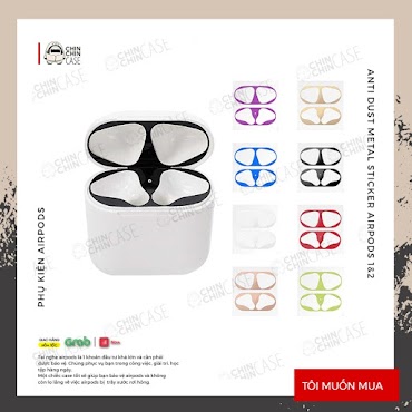 Miếng Dán Kim Loại Chống Bám Bẩn Bảo Vệ Airpods 1 2 Miếng Dán Chống Bụi Airpod 1 2