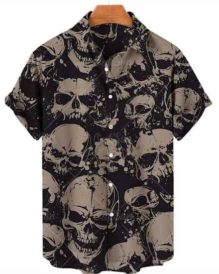 2023 New 3d Shirts For Men Skull Print Shirts For Men Fas... - 0