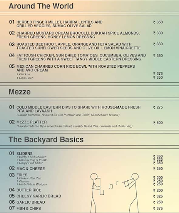 The Backyard menu 