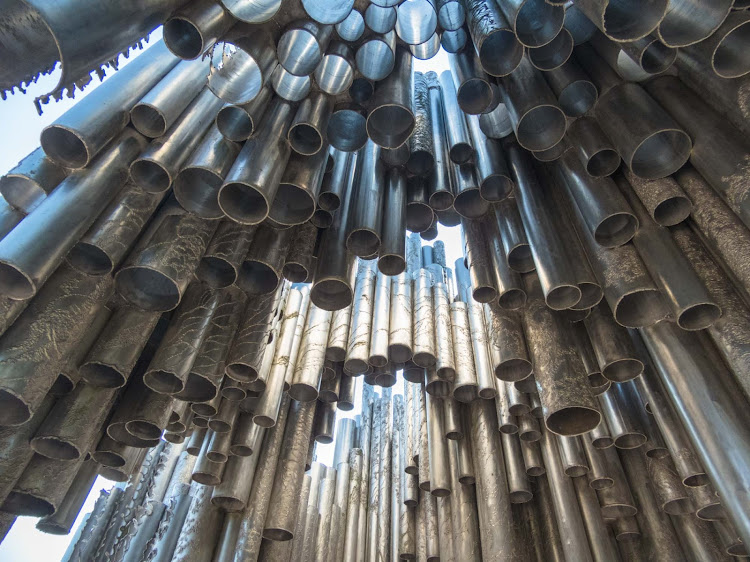 A view from below Sibelius Monument in Helsinki. 