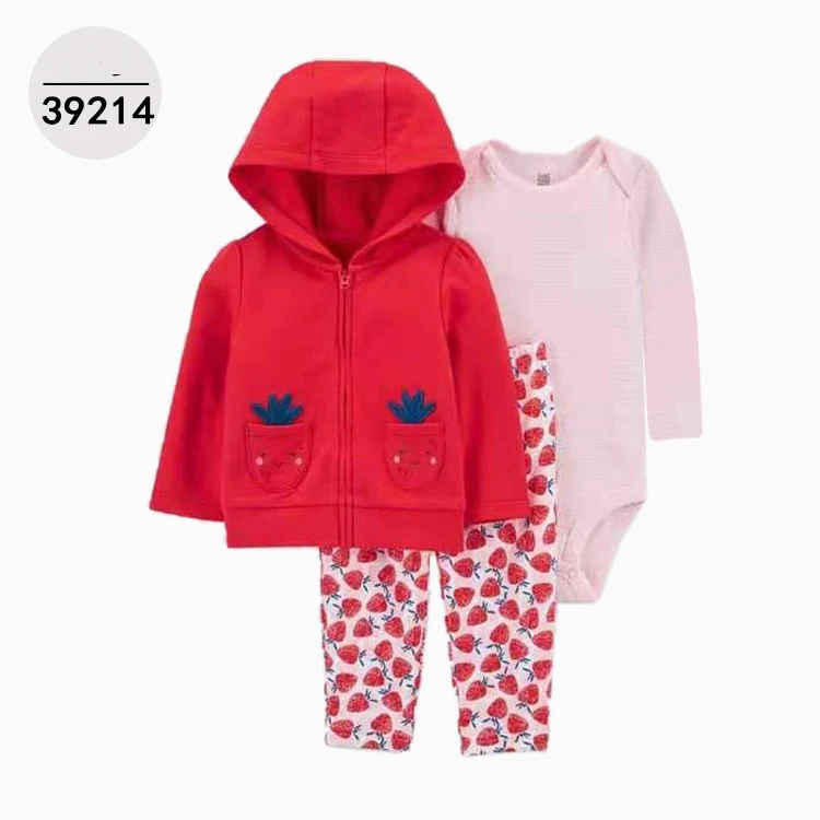 Driedelige kinder set met capuchonjas, lange mouwen bodysuit. Comfortabel en stijlvol voor kleine kinderen. Gemakkelijk te dragen.