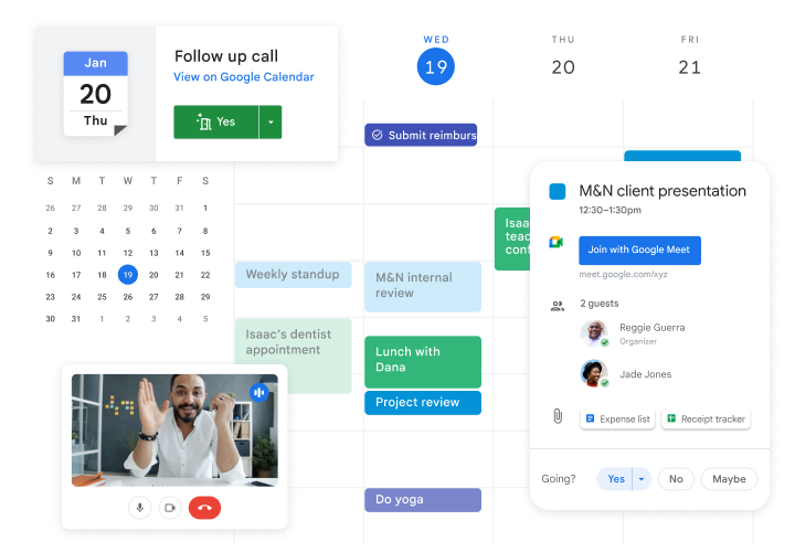 Calendário partilhável com o Google Workspace.