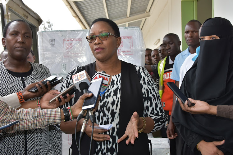 Health CS Sicily Kariuki at Kitengela Vaccine Depot on July 19, 2019