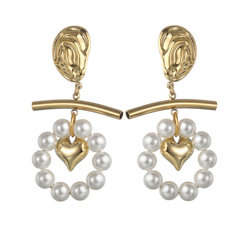 Title 4, Fashion Pearl Tassel Titanium Steel Ear Studs f...