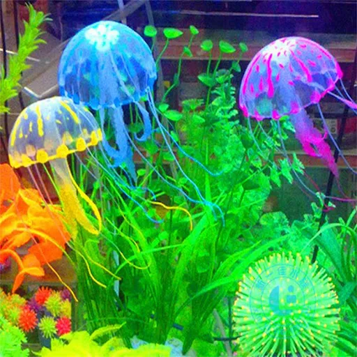 Artificial Swim Effect Jellyfish Aquarium Decoration Fish Tank Underwater Live Plant Luminous Ornament Aquatic Landscape