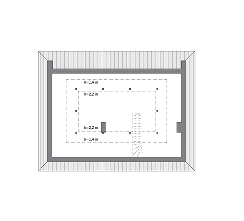 Przejrzysty 4 - wariant XIII - C465n - Rzut poddasza do indywidualnej adaptacji (40,2 m2 powierzchni użytkowej)