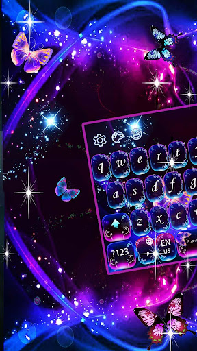 Neon Colorful Butterfly Keyboard Theme