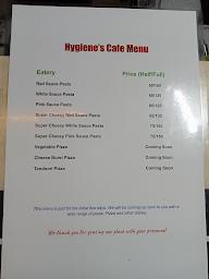 Hygiene's Pasta Cafe menu 1