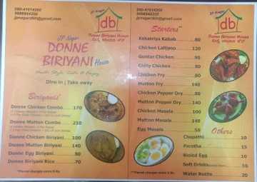 Donne Biriyani House menu 