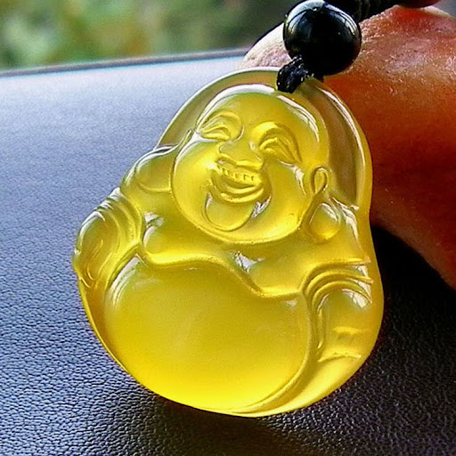 Title 3, Yellow Agate Buddha Jade Pendant Guanyin