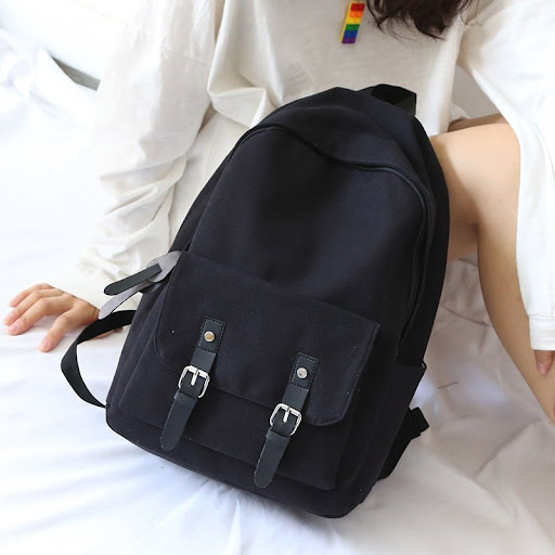 Title 4, Simple solid color college student backpack des...