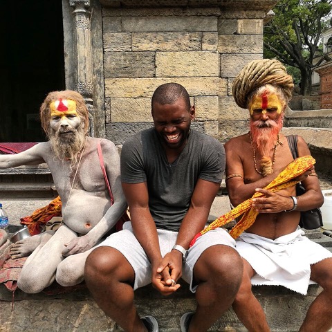 Siv Ngesi hangs with some locals in Nepal.