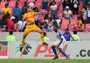 Leonardo Castro of Kaizer Chiefs takes the header during the Absa Premiership match between Chippa United and Kaizer Chiefs at Nelson Mandela Bay Stadium on May 11, 2019 in Port Elizabeth, South Africa. 