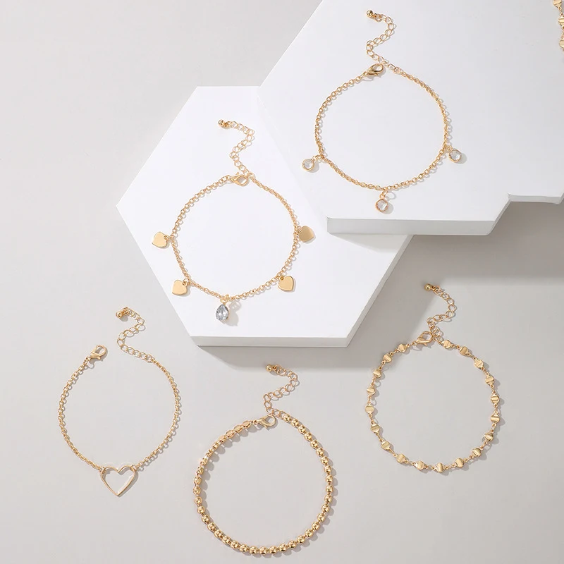 Title 5, Fashion Love Diamond Disc Multilayer Anklet, pe...