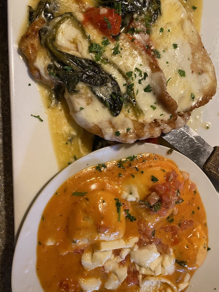 Duet: Lobster Ravioli & Breaded Chicken