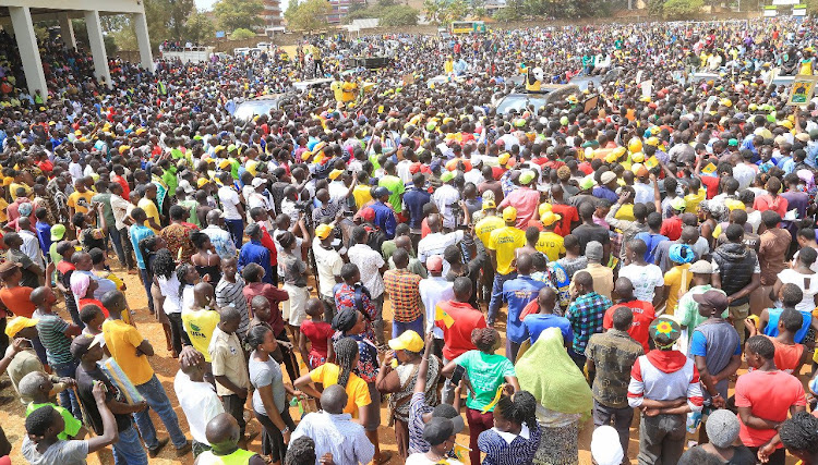 Crowd during Kenya Kwanza campaigns in Nandi and Bungoma counties on Friday July 29,2022.