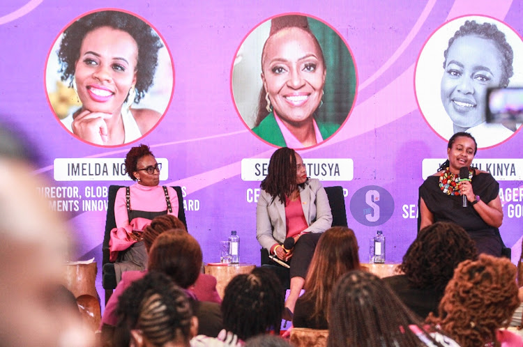 Panel Discussion Belva Group Chief Executive Officer Serah Katusya,Mastercard Director Global Partnerships and Segments Innovation Imelda Ngunzu and Search Africa at Google General Manager Wambui Kinya at the Radio Africa Group Women Summit on Friday