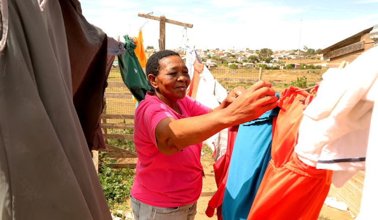 HUNG OUT TO DRY: Drucilla de Beer hangs up her laundry in Kliprand on Tuesday