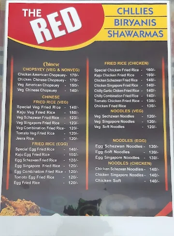 The Red Chillies Biryanis & Shawarmas menu 