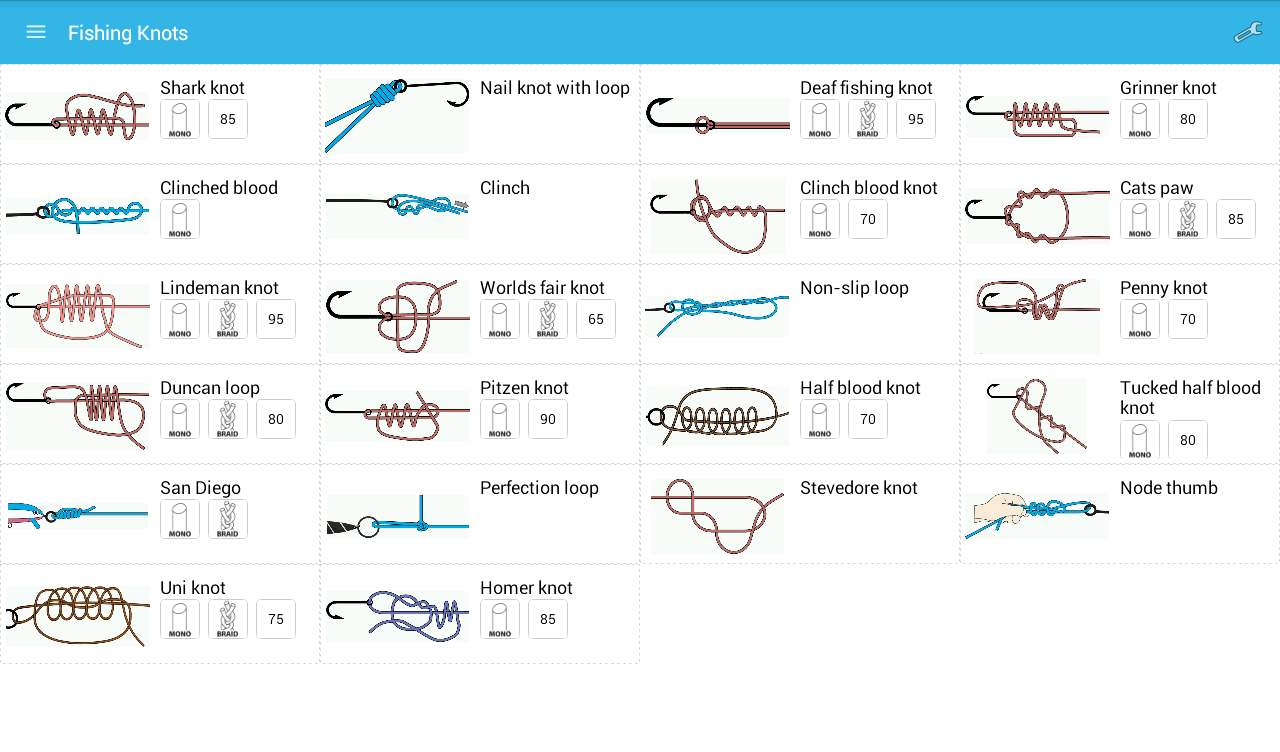 Where can you find an illustrated guide to fishing knots?