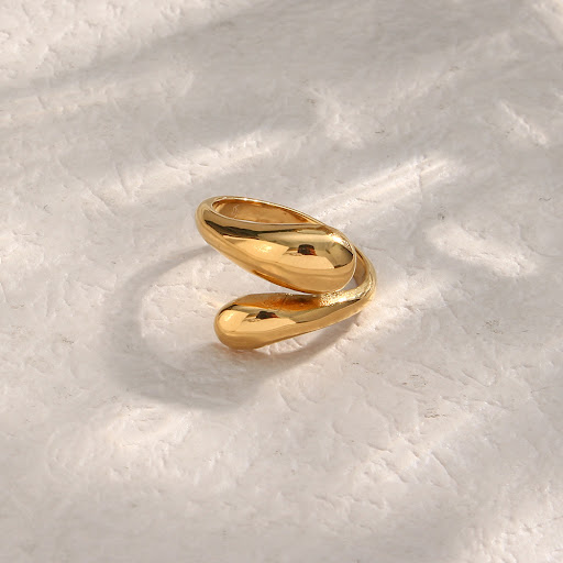 Title 4, Stainless Steel Plated 18K Gold Zircon Ring, a ...