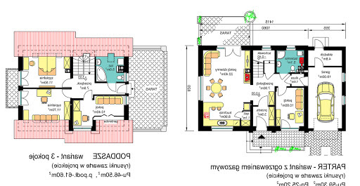 BW-03 wariant 6 - Rzuty parteru i poddasza - propozycja adaptacji