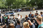 Berlin's Mayor Franziska Giffey speaks with members of the media, while visiting the crime scene where a car crashed into a group of people, near Breitscheidplatz in Berlin, Germany, June 8, 2022.  